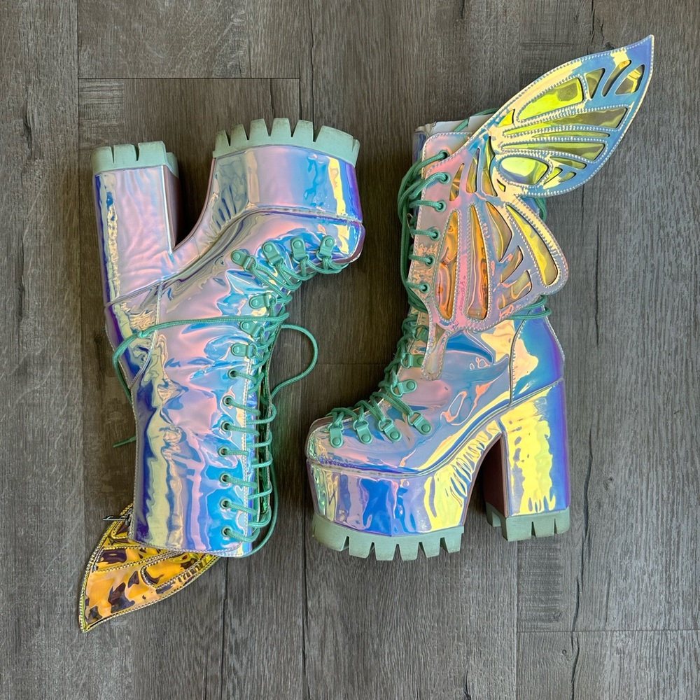 DOLLSKILL WINGS TO FLY HOLOGRAPHIC BOOTS